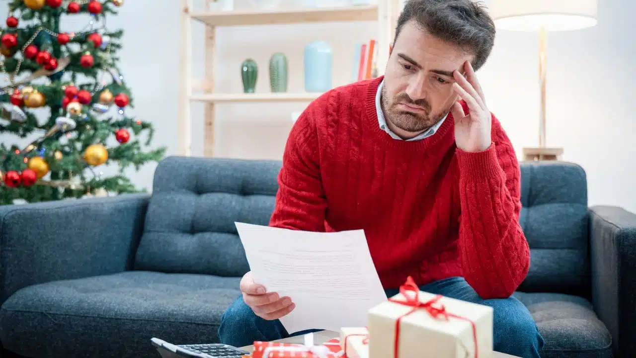 stressed man worried about Christmas