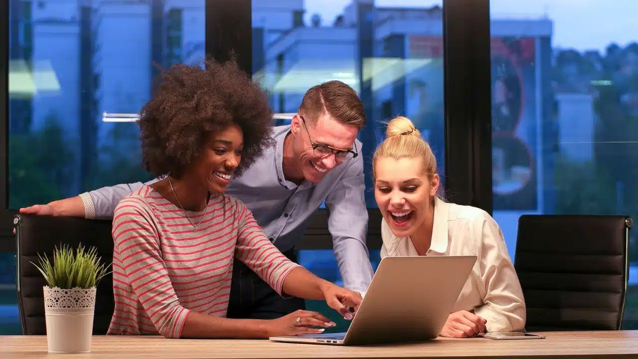 team working in office at night