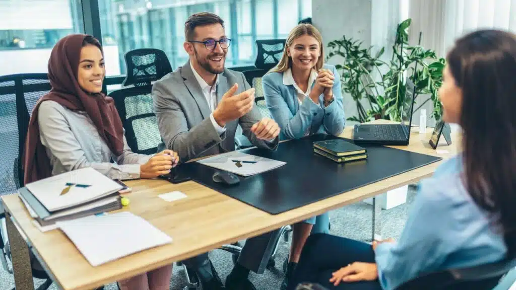 woman at panel job interview