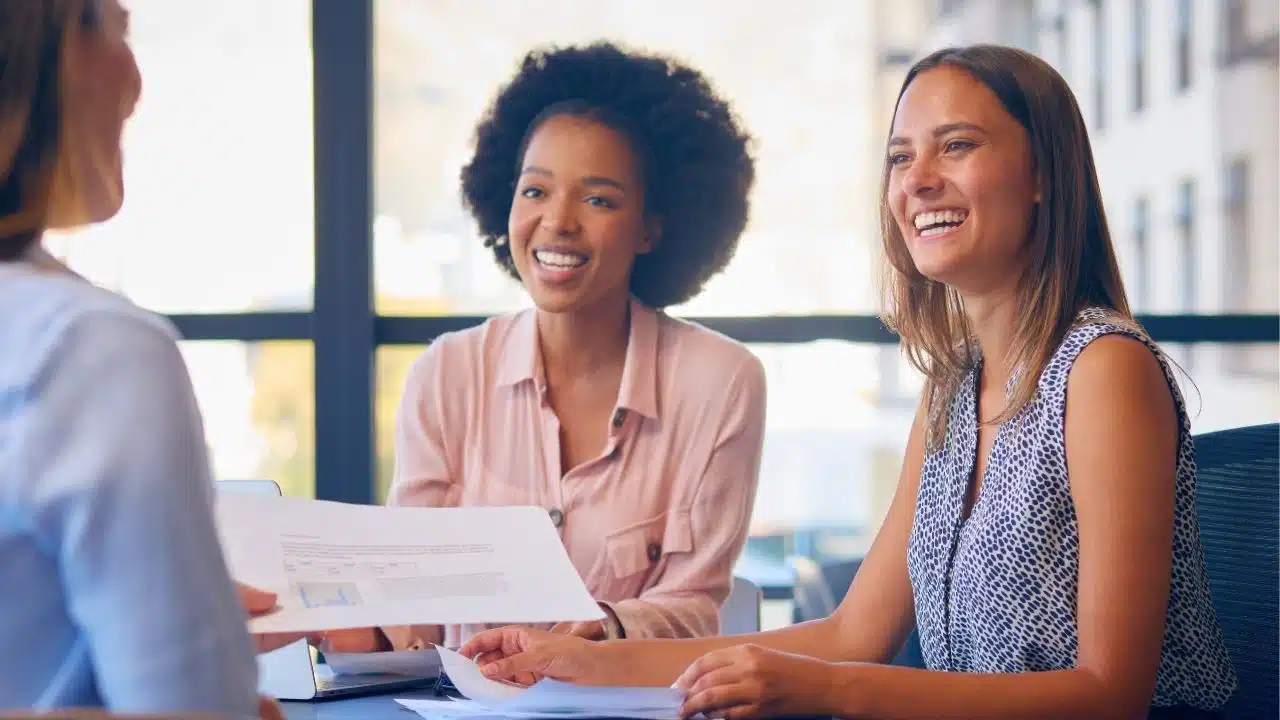 smiling women in meeting