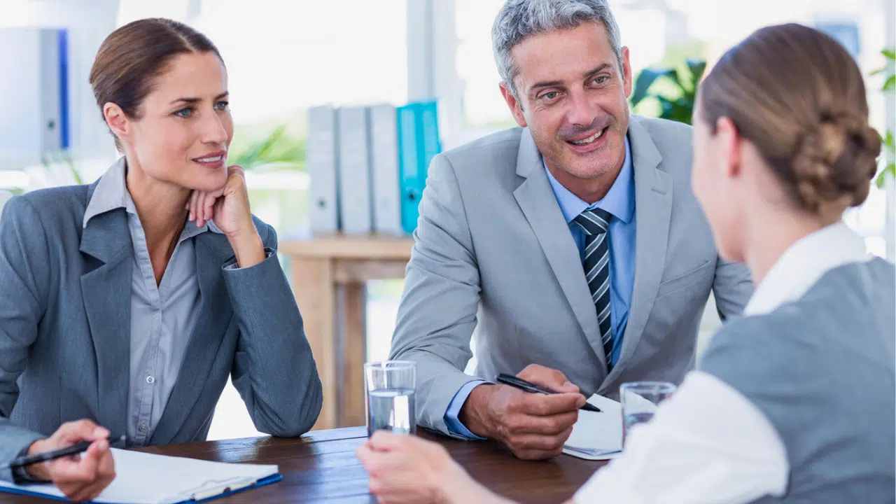 Business people interviewing