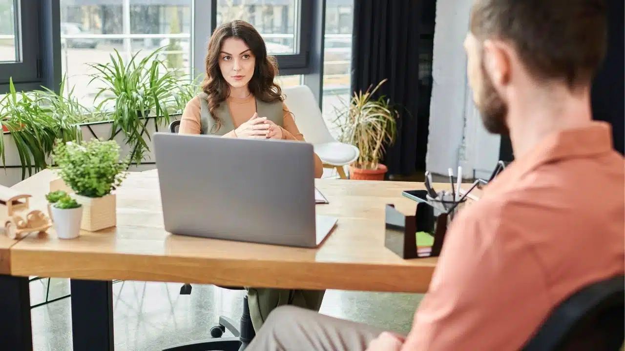 meeting with the boss in a modern office