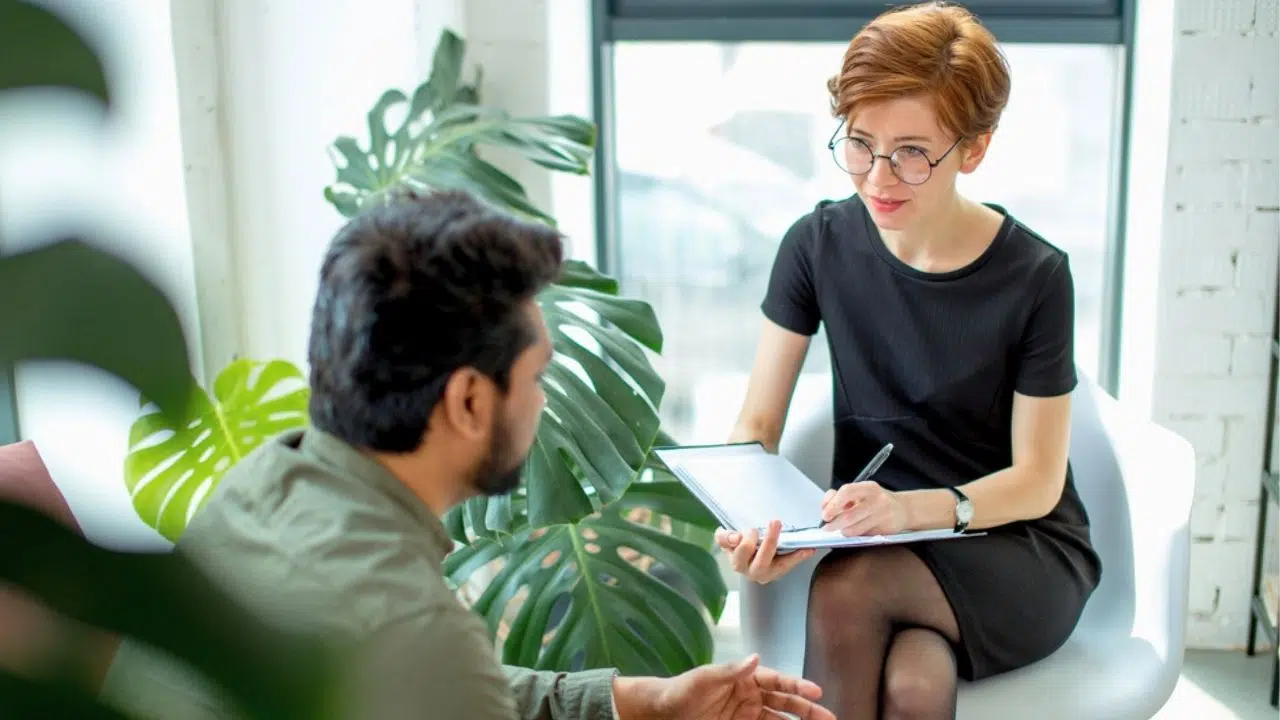 woman conducting an interview